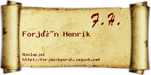 Forján Henrik névjegykártya